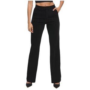 Good American - Black High Waist Striped Velour Dress Pants Sz Xl